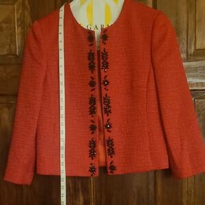 Tahari ASL Red Women's Blazer with Black Embellishments